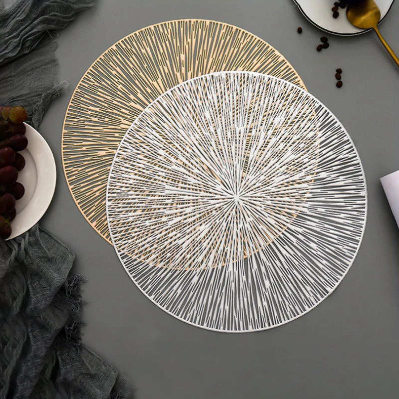 

Hollow Insulated Placemat, Table Decoration Mat, Western Placemat, Round Fireworks Placemat, Dining Mat