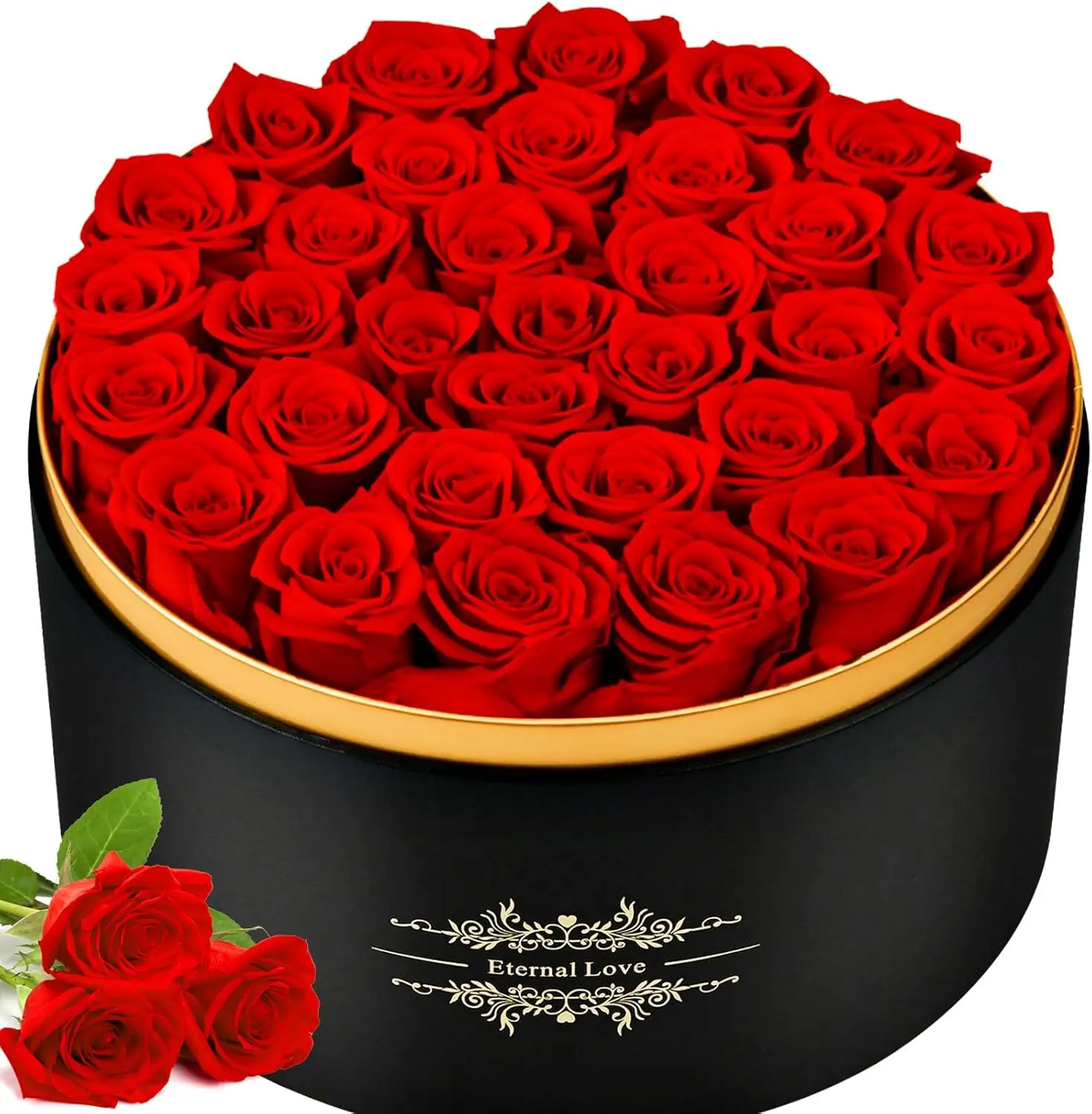 

33PCS Preserved Real Roses in Box, Lasts Up to 3 Years, Perfect Gift for Women on Birthday, Anniversary, Mother's Day