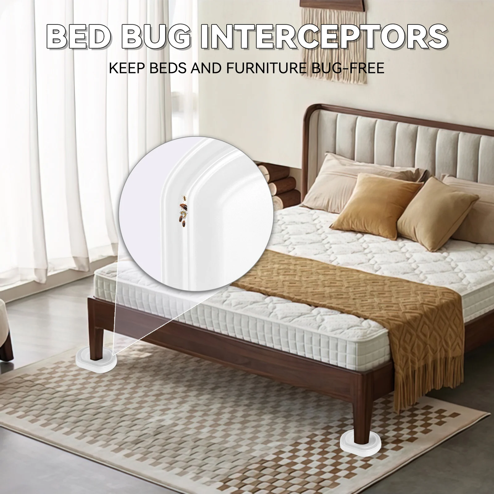 Insect Trap Monitor and Detector for Bed Legs  Bed Bug Interceptor Trap