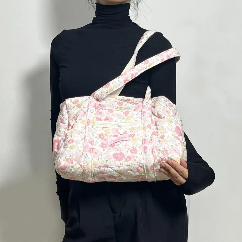귀여운 한국 스타일 유모차 정리 가방 꽃무늬 다용도 포켓 아기 기저귀 정리 가방 휴대용 토트백 플로럴 맘백 출산용