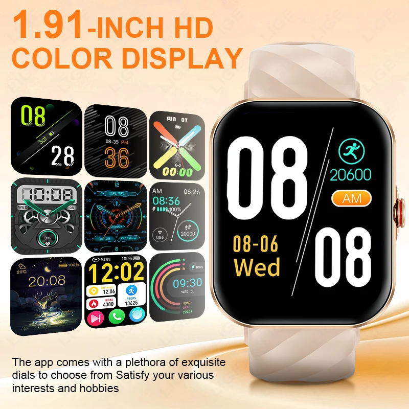 LIGE Ultra-Low Power Chip Smartwatch for Andorid IOS Bluetooth Call Music Control Sports Voice Assistant Smart Watch Women Men