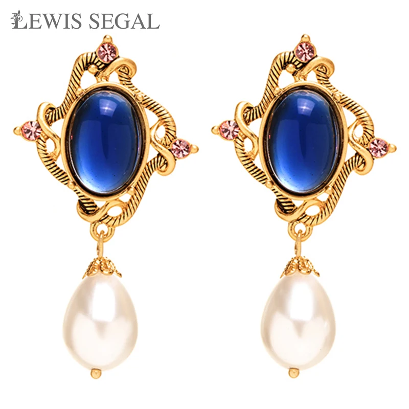 

LEWIS SEGAL Stud Earrings Silver 925 Earrings Pin Medieval Style Fine Jewelry Retro 18K Gold Plated Drop Earrings For Women