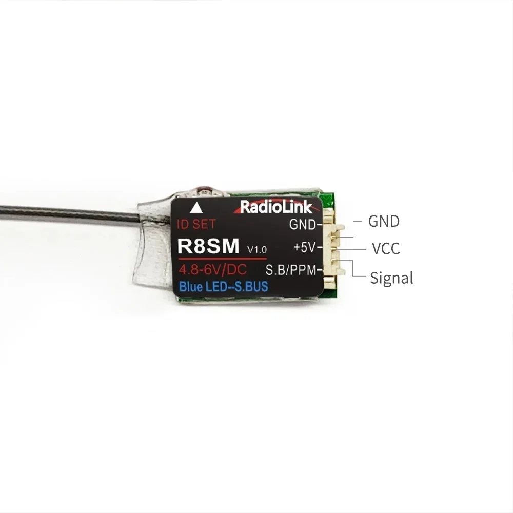 جهاز استقبال Radiolink 2.4 جيجا هرتز R8SM 8 قنوات RC صغير جدًا SBUS/PPM لطائرة صغيرة بدون طيار تعمل مع وحدة تحكم إرسال T8FB/T8S