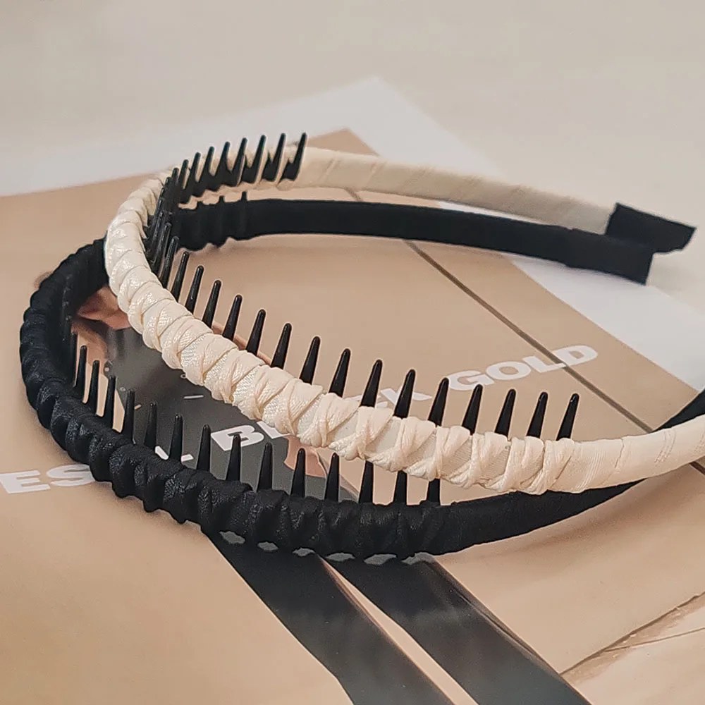 2pc Nette Kunststoff Schwarz Braun Zahn Anti-skid Stirnband Frauen Mädchen Haar Bands Elegante Washface Haarband Haar Zubehör – Detail 9