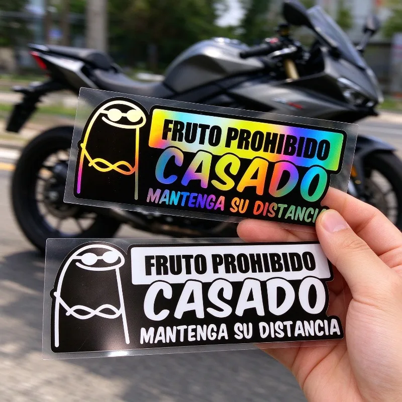 1Pc 2D Flat Holographic Vinyl Sticker Funny Spanish Quote Waterproof Removable Text Decal for Car Motorcycle Helmet