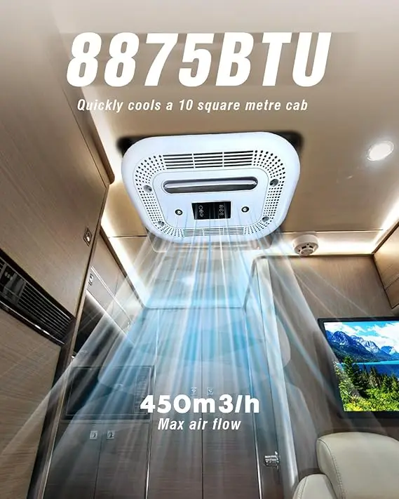 

Universal Auto Parking Portable RV Electric Air Conditioner Kit Truck Caravan Rooftop Sinmanta 24V 2100W Retrofit