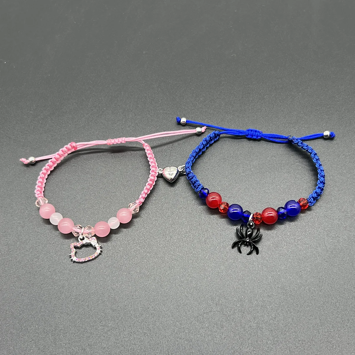 Blue Hello Cat Matching Bracelets For Couples Best Friend Bff Friendship Bracelet Women Girls Cord String Rope Braided Bracelet