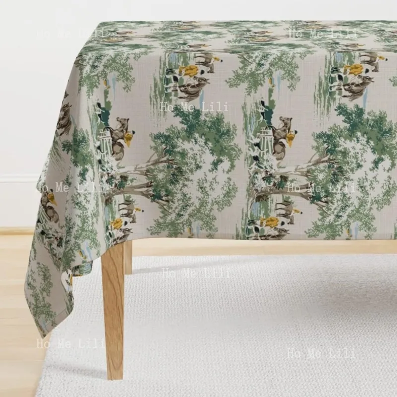 Preppy caçador dourado ponymacaroni toile vintage cavalo equestre equino algodão cetim toalha de mesa por colher
