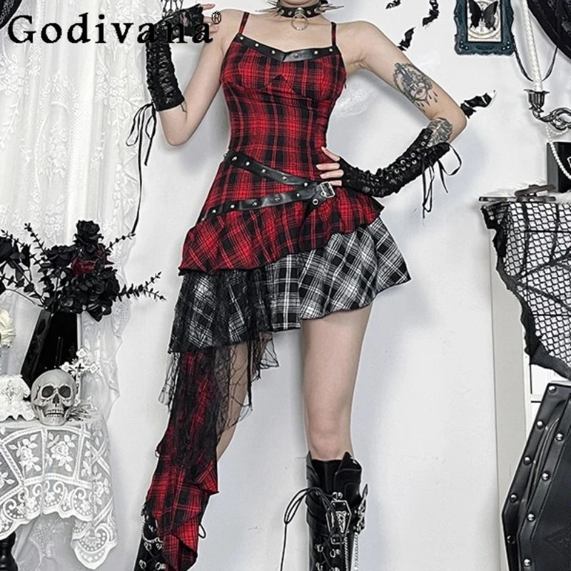 

Spring Red Strap Stage Performance Dress Girls Mature Sexy Hot Girl Waist-Cinching Dress Women's Sleeveless Summer Dress