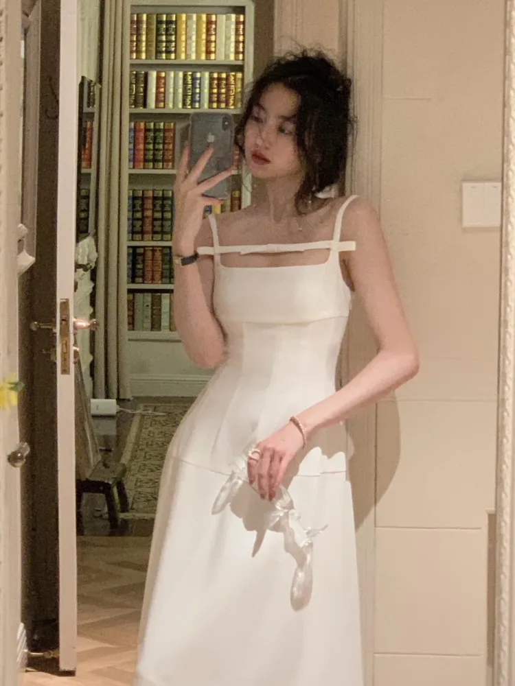 Estate Y2K Spaghetti Strap abiti da sera da sera solido elegante senza maniche Sexy a-line abito corto un pezzo Vestido Mujer