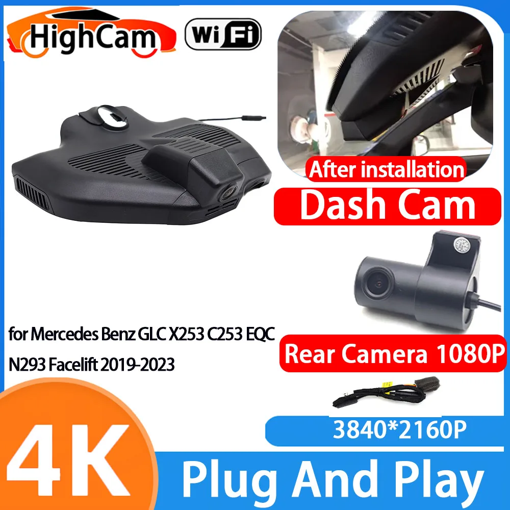 Caméra embarquée HighCam pour Mercedes Benz GLC X253 C253 EQC N293 Facelift 2019-2023, enregistreur vidéo 4K Wifi, caméra avant et arrière