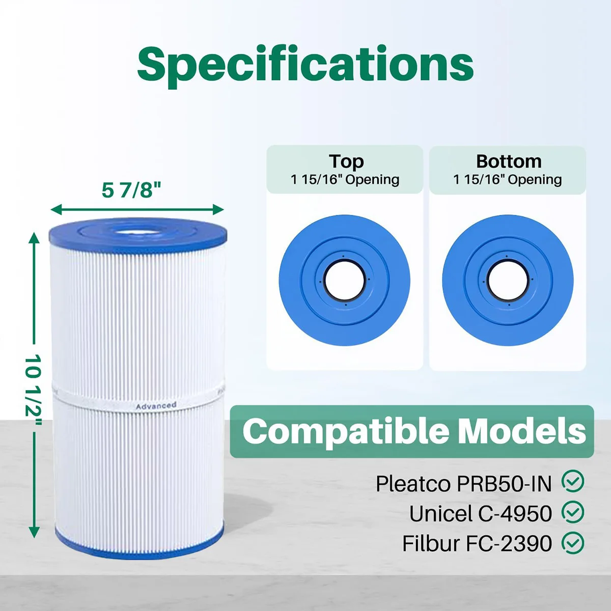 فلتر سبا لـ C-6430 Watkins 31489، Pleatco PWK30، Filbur FC-3915، P/ n0969601، يمكن أن يحل محل فلتر السبا