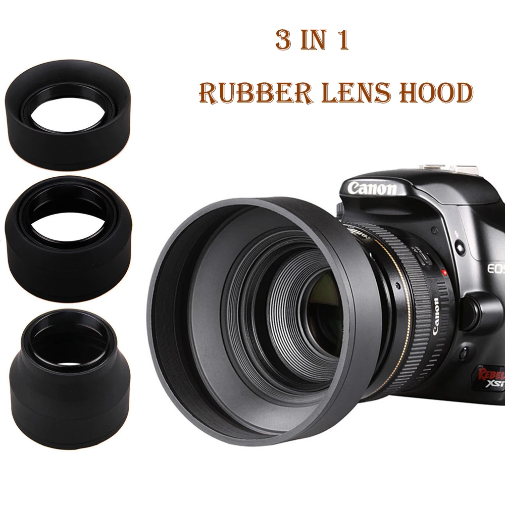 67mm 3-Stage 3 in1 Collapsible Rubber Foldable Lens Hood for canon nikon DSIR Lens camera