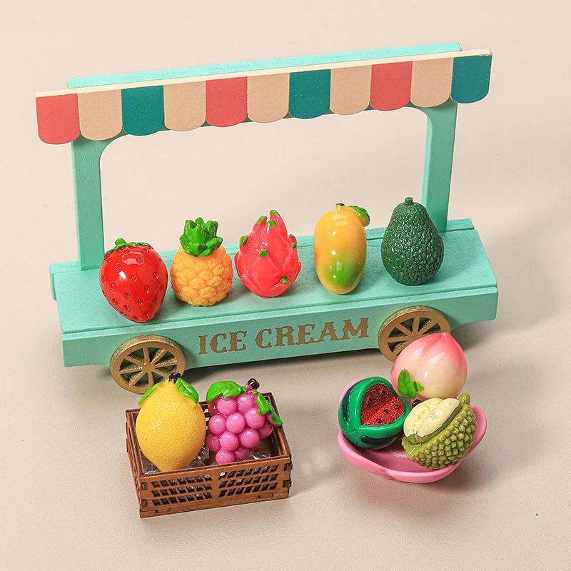 Pretend Play 1/12 Scale Miniature Dollhouse Fruit Mini Grape Apple Mango Durian Avocado Food for Doll House Kitchen Accessories