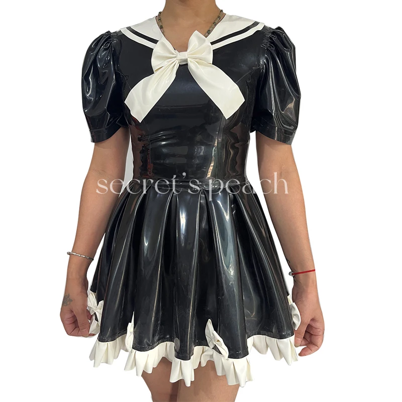 100% Natural Latex Dress Cosplay Maid Uniform Customizable size and color