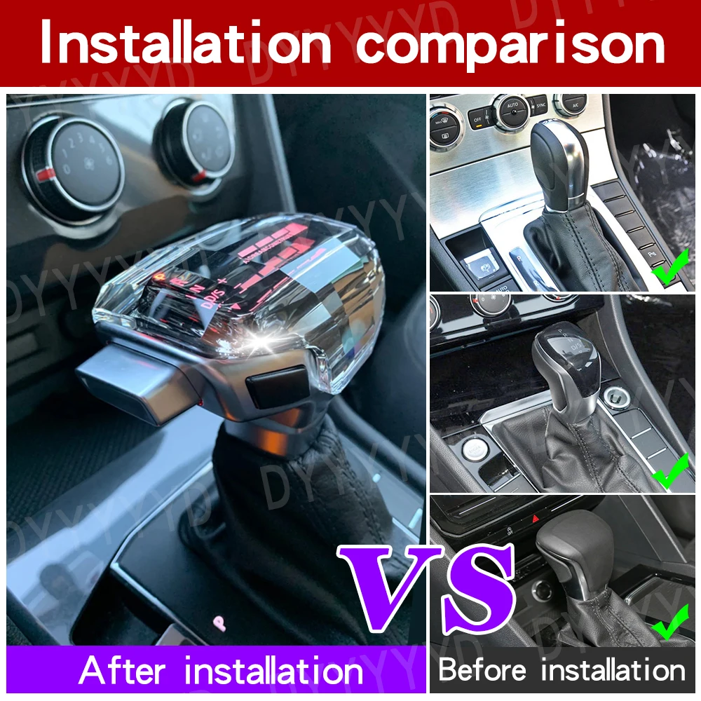 For Volkswagen Passat B8 CC golf7 dsg gear shift knob Magotan Beetle Touareg tiguan Jetta MK 6 7 LED crystal gear lever shifter - Image 3