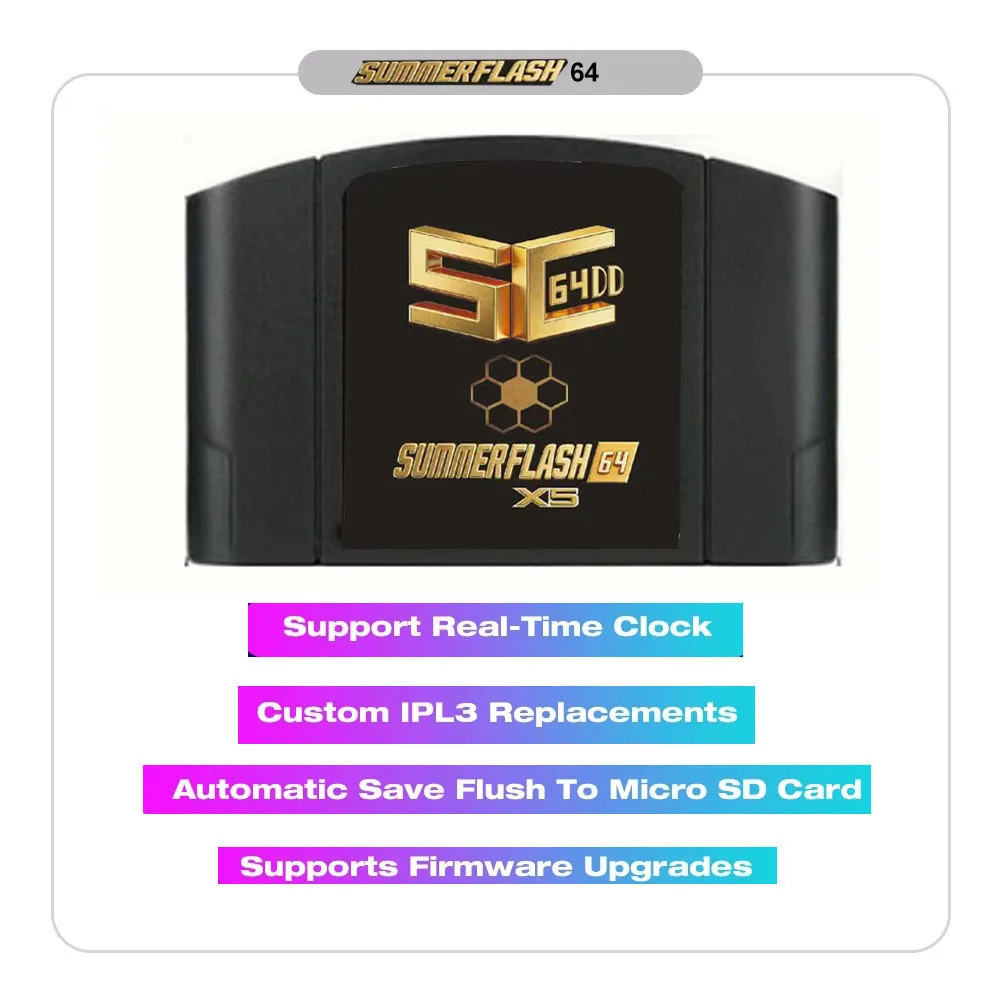 SC64 SummerflashX5 Gold-Karte 64 Open Source N64DD Flash TF-Karte SC64 GBC SNES 64DD 5000-in-1 Retro-Videospielkonsolen-Zubehör