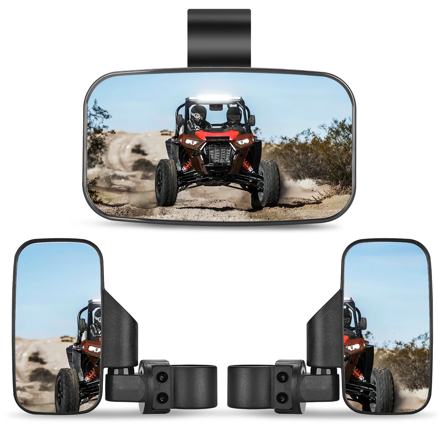 

Frokom UTV Rearview Side Mirrors And Center Mirror fit 1.6" to 2" Roll Bar Cage,Adjustable UTV mirrors Compatible with Polaris RZR, Yamaha Rhino Kawasaki Honda Pioneer Talon Arctic Cat