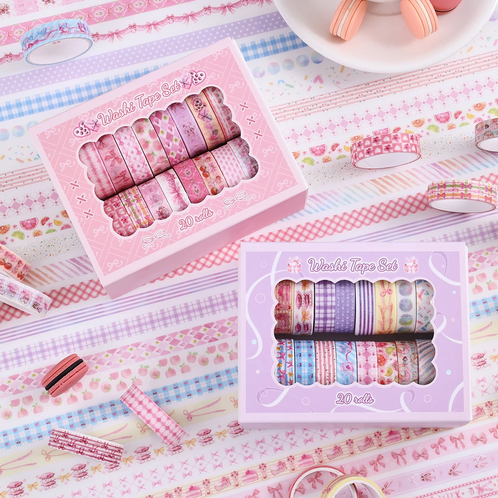 

20 Rolls Colorful Washi Tape Cute Macaroon Color With Cherry Dessert Themes For Scrapbooking Journaling Planner Accessories