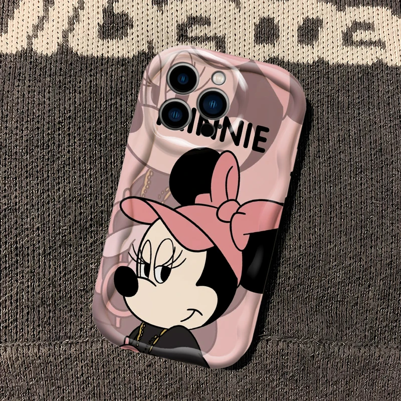 Mickey Minnie Couple For Apple iPhone 15 14 13 12 11 XS XR X 7 8 Pro Plus Max Silicone Wave Oil Cover Phone Case