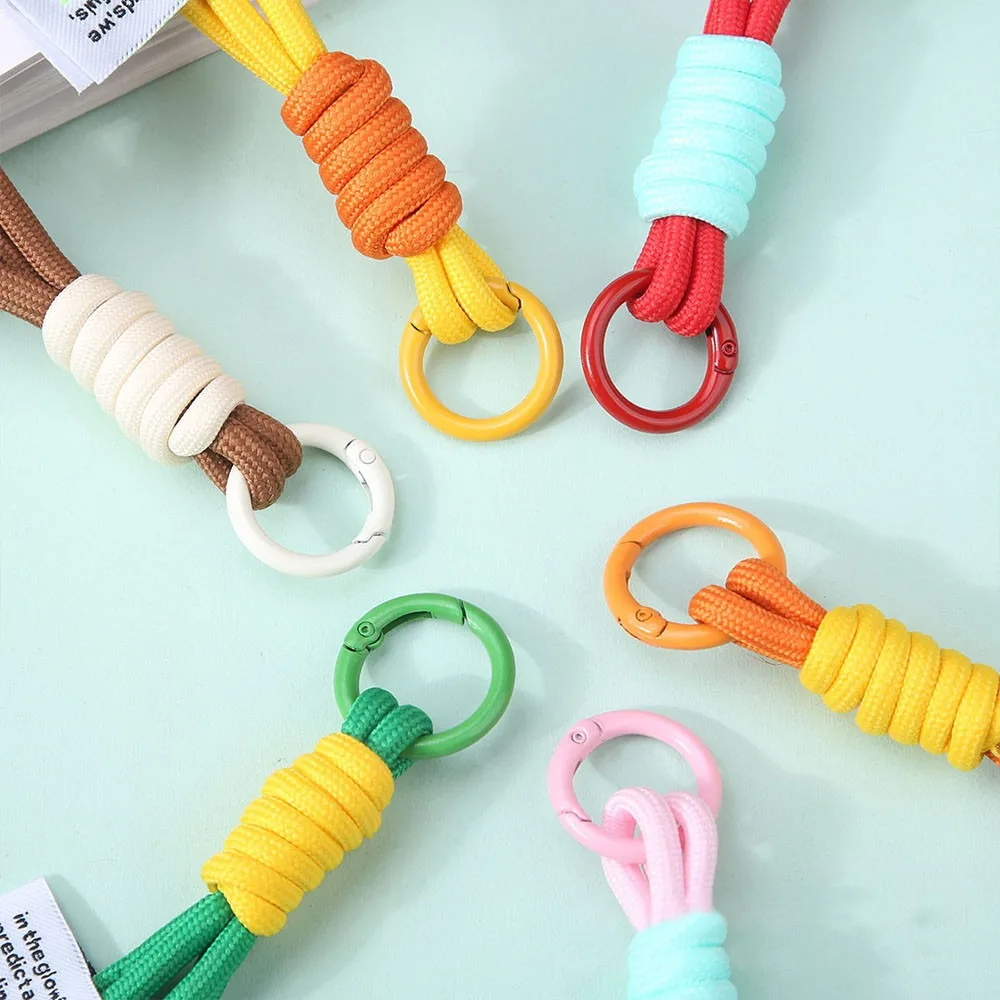 Creative Braided Lanyard Keychain For Phone Camera Anti Lost Knot Wrist Rope Strap Car Trinket Key Chains Fashion Keyring