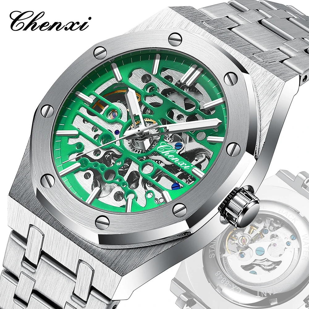 

CHENXI мужские механические часы скелетон автоматические механические часы деловые повседневные светящиеся водонепроницаемые мужские наручные часы