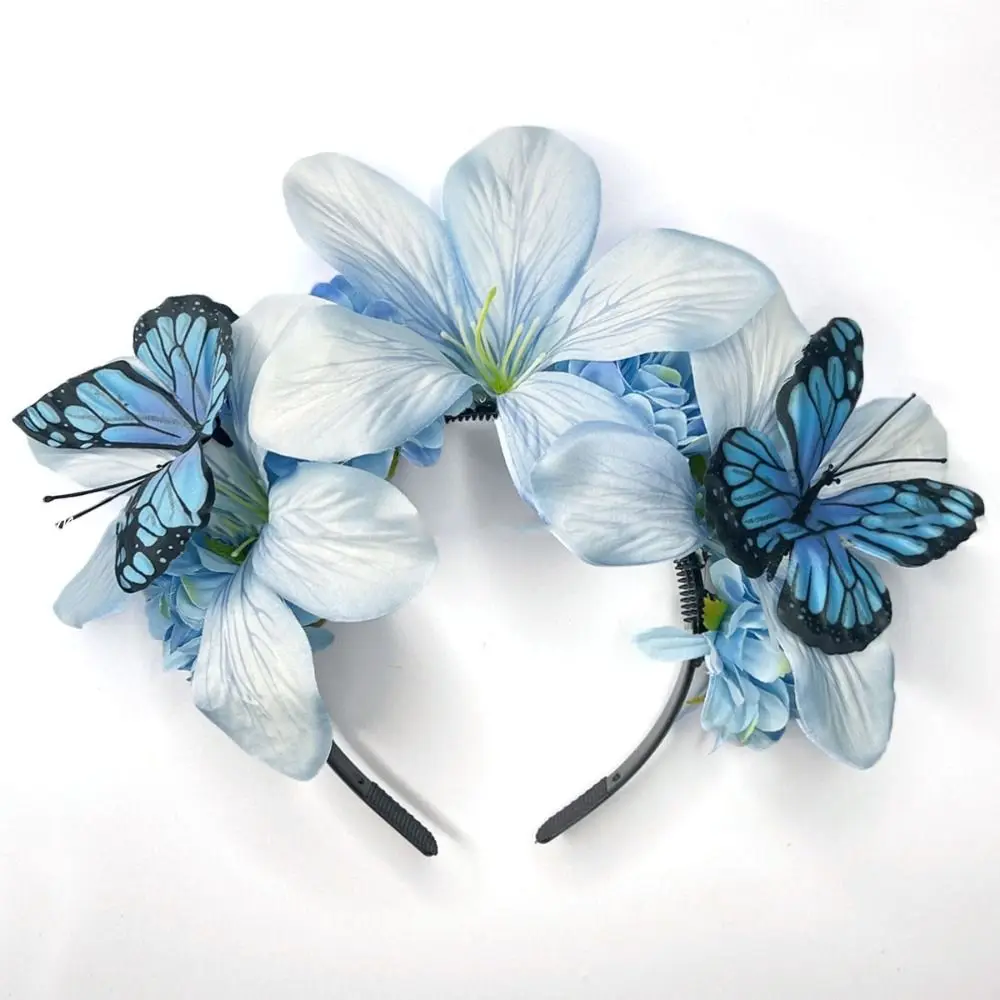 

Sweet Simulation Flower Hair Hoop Butterfly Garland Floral Crown Hairband Headband Elegant Carnival Hair Accessories Daily
