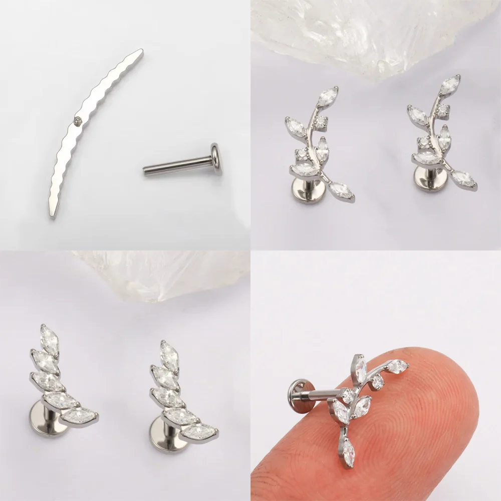 ASTM F136 Ohrknorpel-Ohrstecker aus Titanlegierung, Implantatqualität, Zirkonia, modischer und sexy Unisex-Lippen-Ohrstecker, Körperpiercing-Schmuck – Detail 8