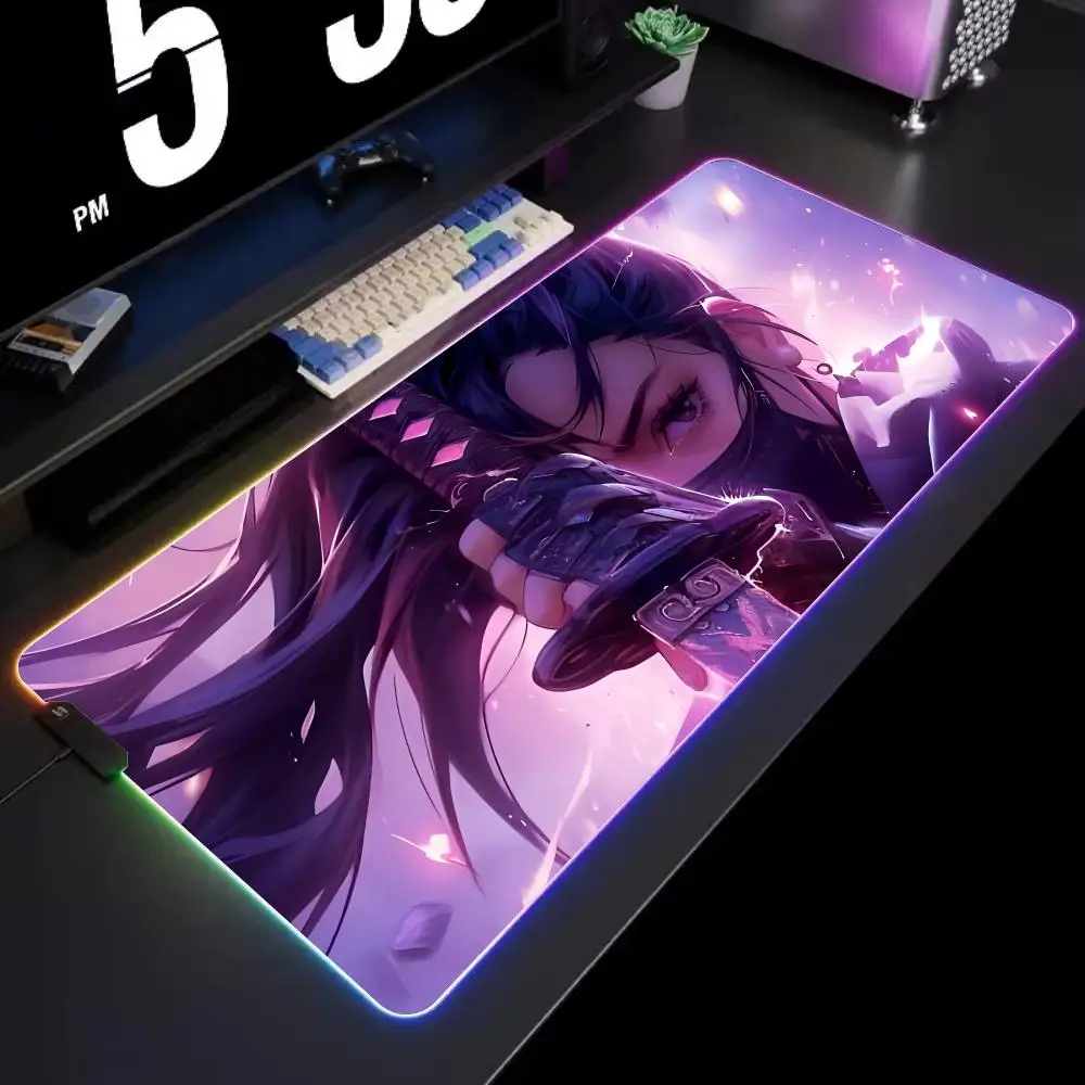 

Коврик для мыши Female Shinobi, игровой RGB-коврик для стола, светодиодный коврик для мыши с подсветкой, игровые аксессуары, большой коврик для мыши