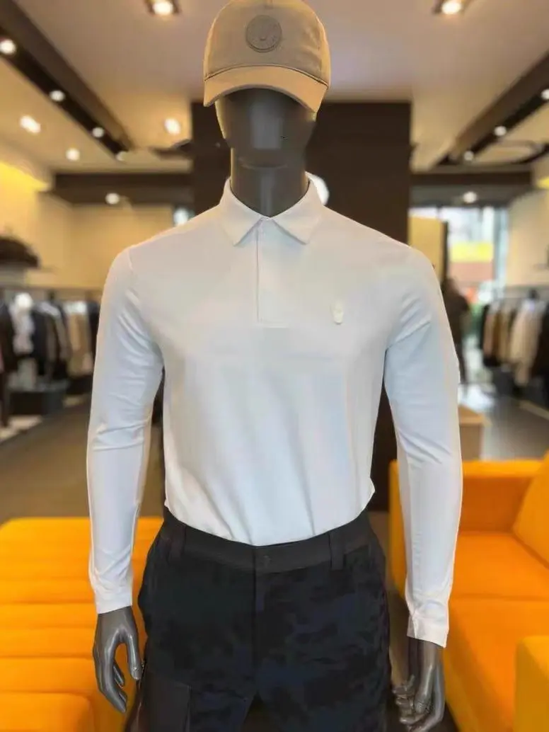 Golf suit men's autumn/winter versatile shirt, lapel sports long sleeved top,men's temperament shirt,solid color simplicity