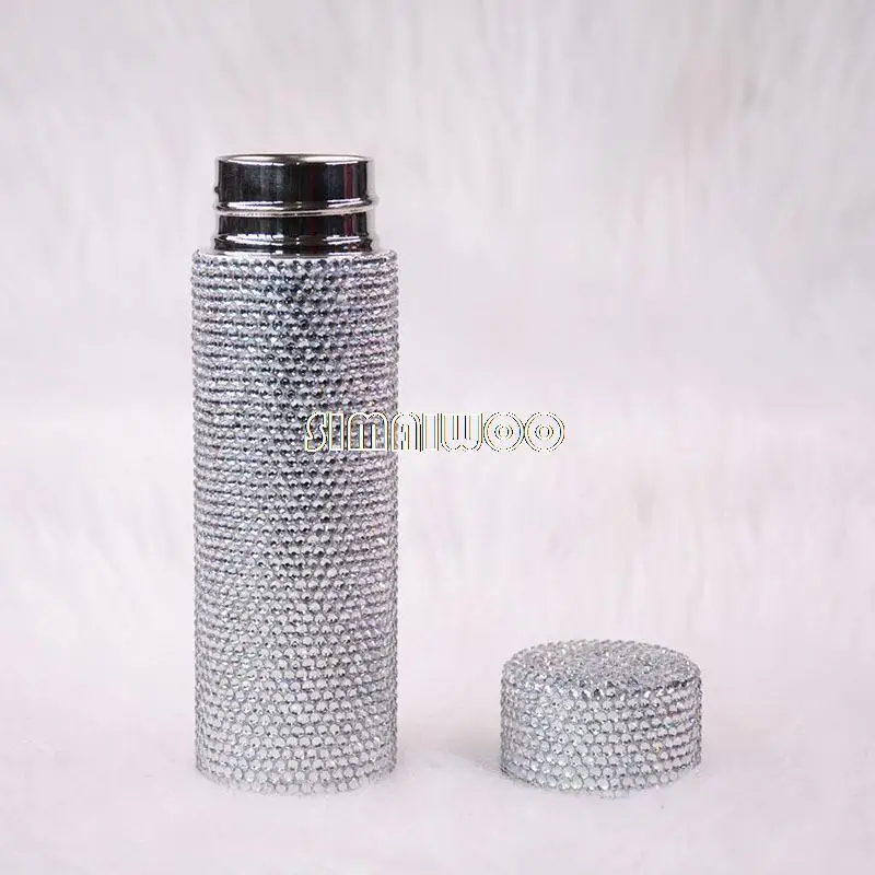 Handmade Rhinestone Mini Portable  Women Cup Double Layer Vacuum Stainless Steel Thermal Insulation DIY Art Bling Bling Gift