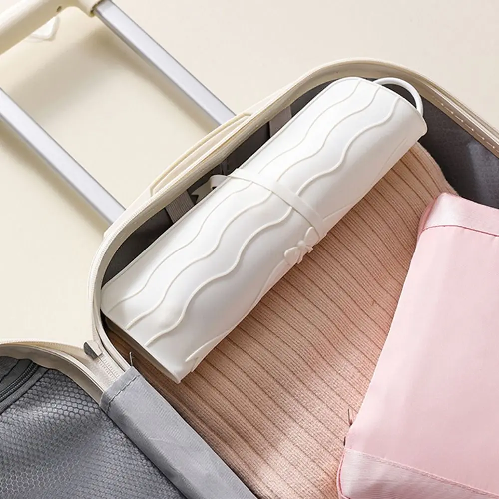 2-in-1-Aufbewahrungstasche für Lockenstäbe, faltbar, tragbar, hitzebeständige Unterlage, Silikon-Staubschutz, Aufbewahrungstasche für Glätteisen, Kosmetiktasche. – Detail 2