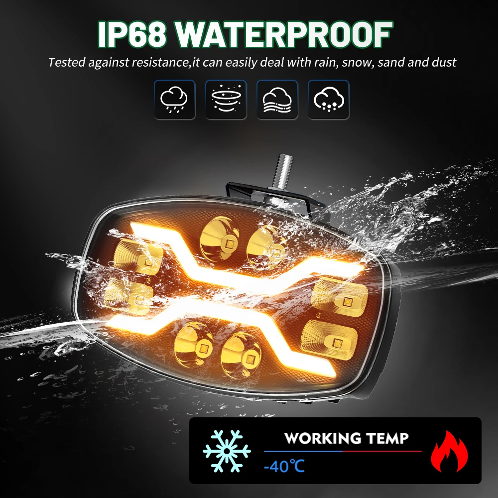 HAOLIDE 10 بوصة السوبر مشرق مع أبيض أصفر DRL LED العمل القيادة رئيس ضوء عالية منخفضة شعاع DRL لشاحنة حافلة مقطورة 10-30 فولت