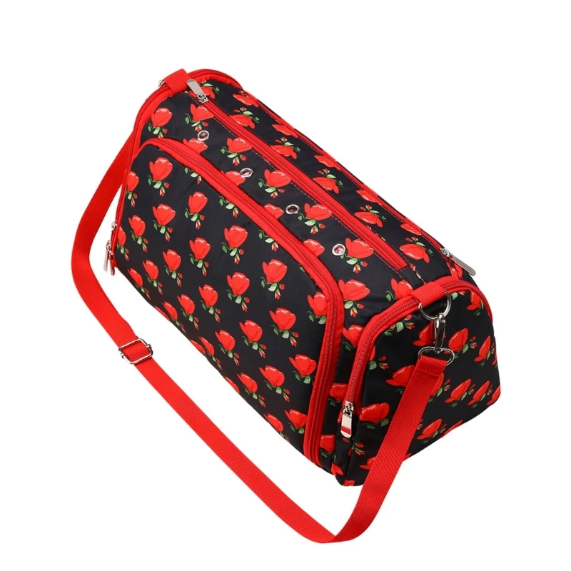 Bolsa tejido crochet bolsa almacenamiento hilo con compartimentos para ganchos crochet