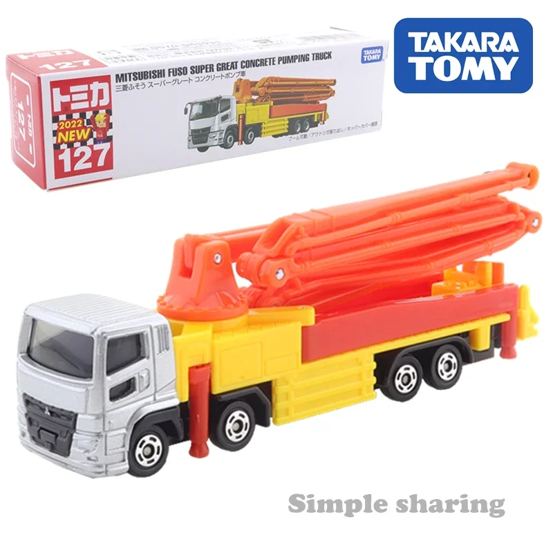 Takara Tomie Lang Type Tomica No.127 Mitsubishi Fuso Super Grote Betonpomp Truck Gelegeerd Motorvoertuig Diecast Metalen Model