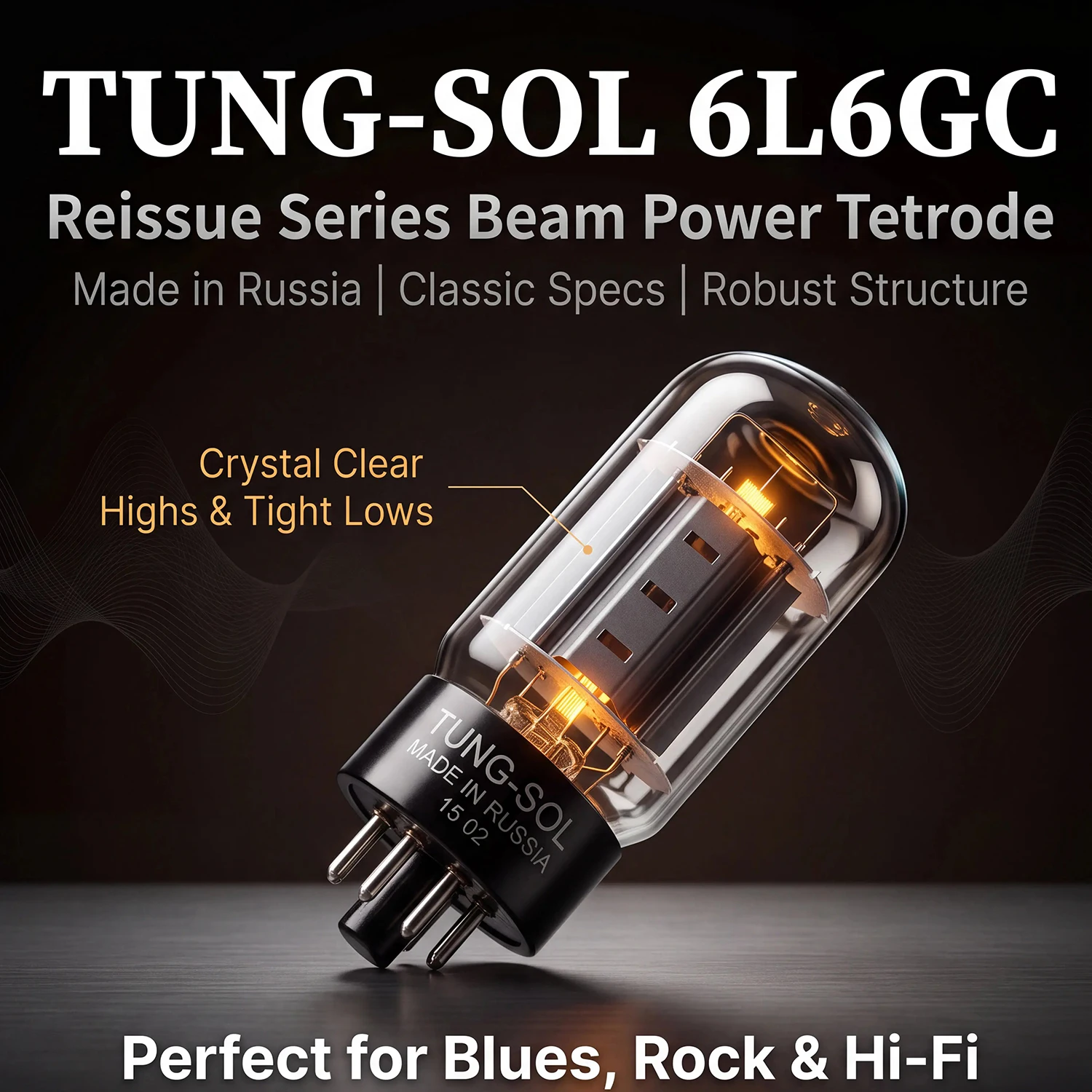 TUNG‑SOL 6L6GC STR Vacuum Tube Russia, Replace 6P3P, Octal 8‑Pin Power Valve for Guitar HiFi Tube Amp Matched Pair Quad Option
