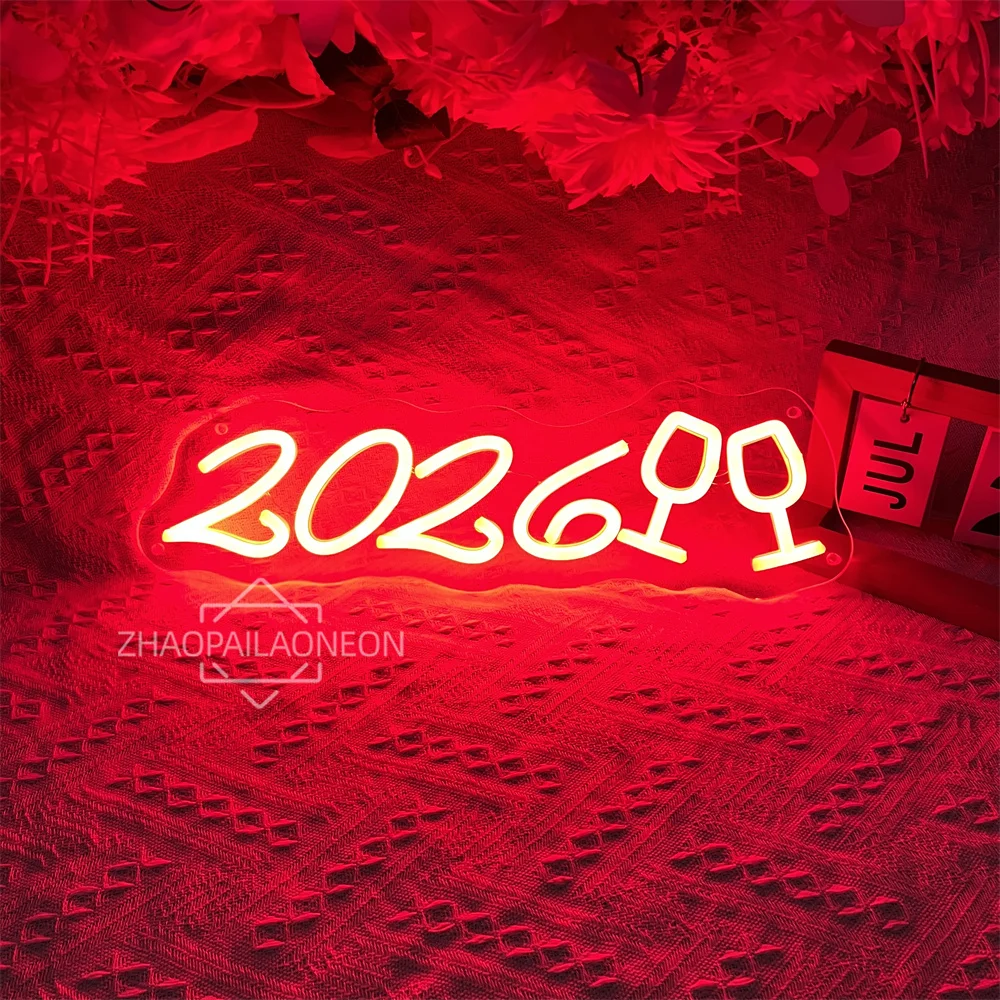 2026 النيون وحدة إضاءة LED جداريّة غرفة ديكور الحفلات عيد الميلاد ضوء النيون سنة جديدة سعيدة ديكورات جدرانية للمنزل تخصيص الهدايا #6