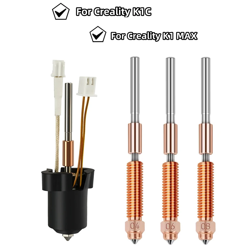 

For Creality K1C k1 Max Hotend Ceramic Heating Block Kit 3D Printer Parts Quick-Swap Nozzle Kit Heat Break Resistance Hotend