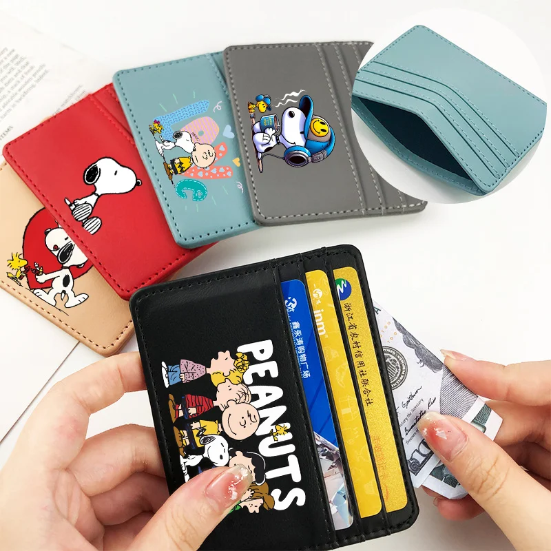 Snoopy Card Holder Ins Anime Cute Premium Purse Three Card Slots Position Women Delicate Light Mini Wallet Holder Birthday Gift