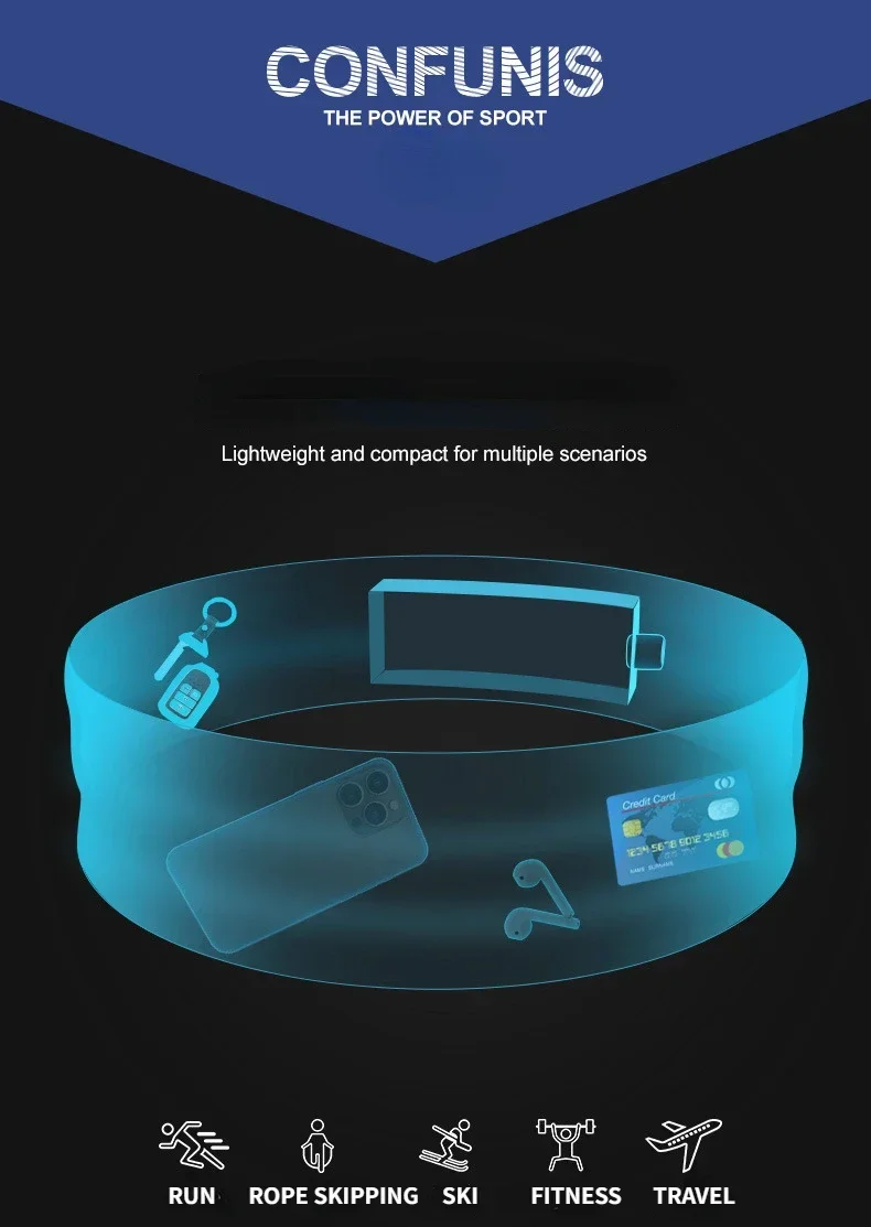 

REXCHI Hidden Running Waistpack Lightweight Running Belt Waist Pack Portable Elastic Breathable Large Capacity for Outdoor Sport