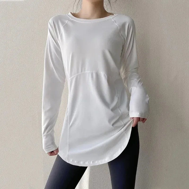 Women Running Blouses Shirts Sports Tops Yoga Tights Fitness T-shirt Running Sportswear Long Sleeve Gym Yoga Loose Shirts