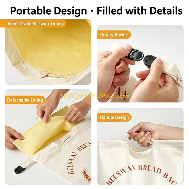 Single Bread Storage Bag with Flexible Form, Closure Bands, Carry Opening, Removable Construction, and Space for Baked Goods and