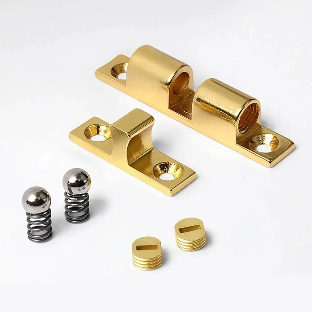 1Pcs Closet Tension Latch Bead Lock Brass Copper Double Spring Steel Ball Door Bumper Damper Buffer Hardware Fittings Door Catch