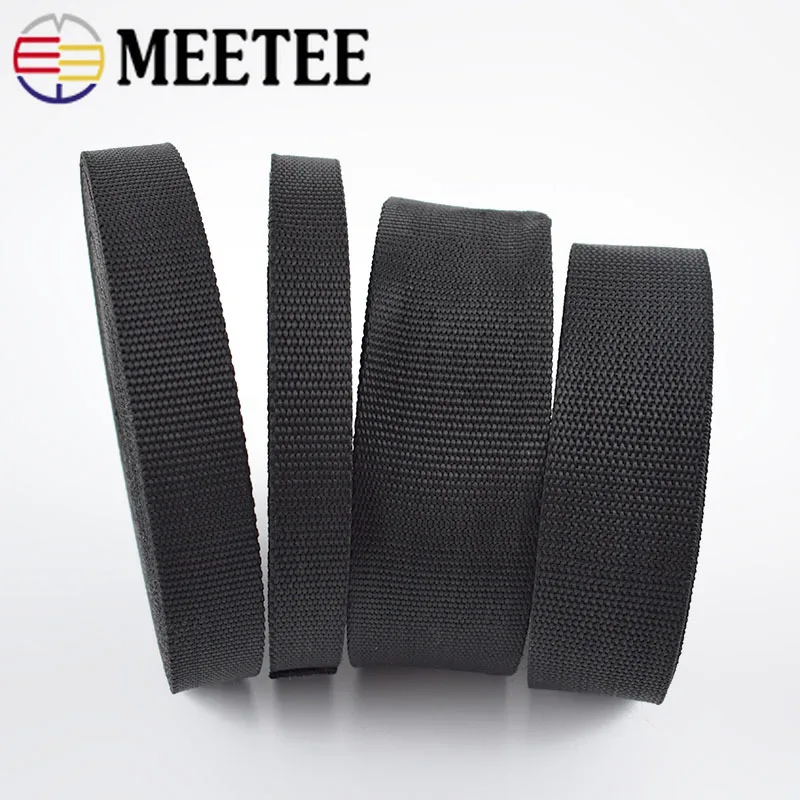 

Meetee 10Meters 20-50mm Black PP Polypropylene Webbing 2mm Thicken 900D Belt for Outdoor Tape Bag Strap Strong Ribbon DIY Sewing