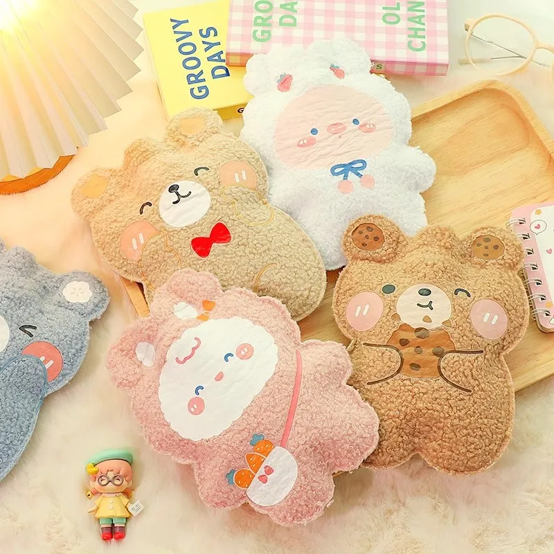 Winter cartoon plush bear hot water bottle filled with Teddy plush small portable student hand warmers cute warm water bag