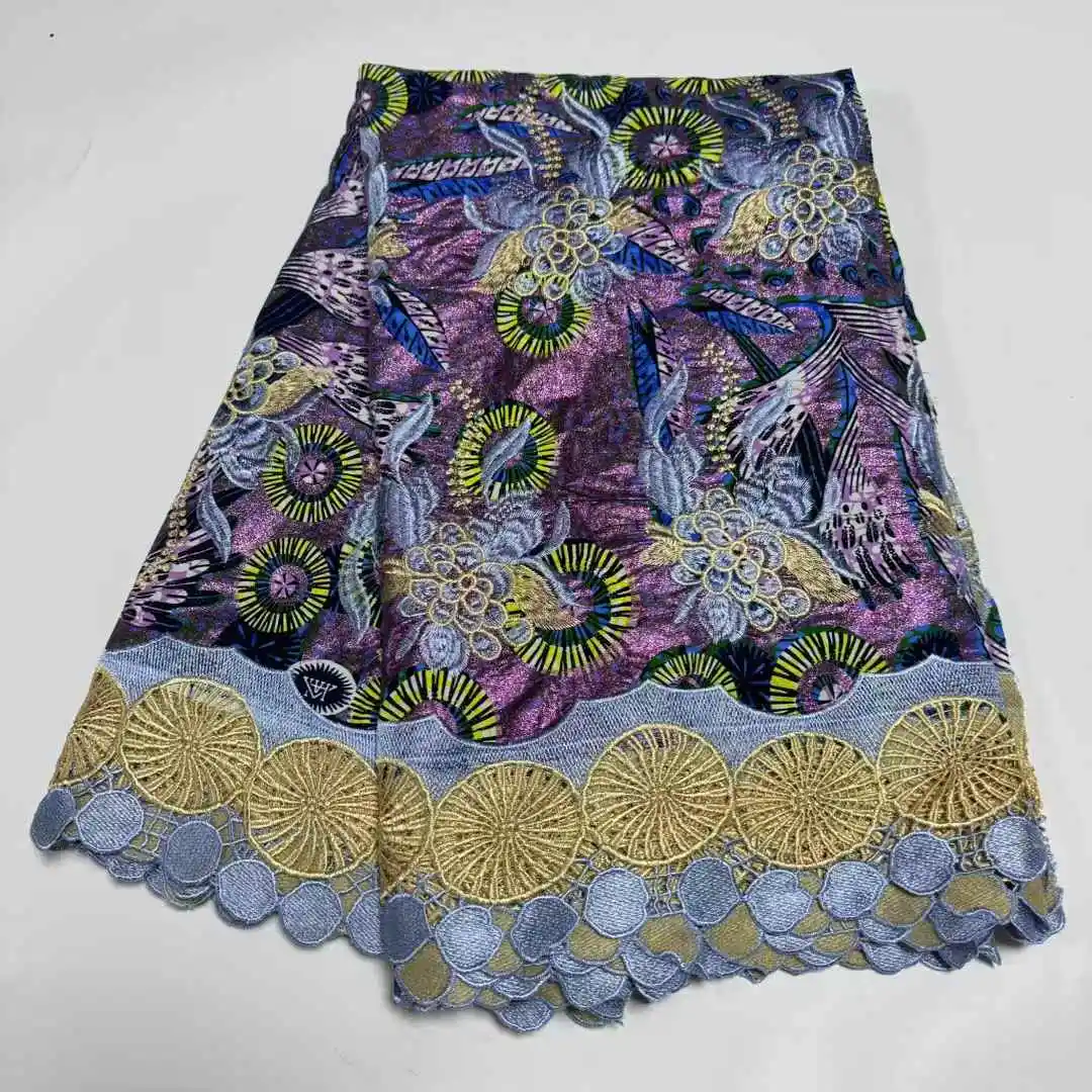 

6Yards2025 Latest Best Quality Popular Delicate Embroidered Holland Wax lace Fabric For Party Evening Dress NN9613_V
