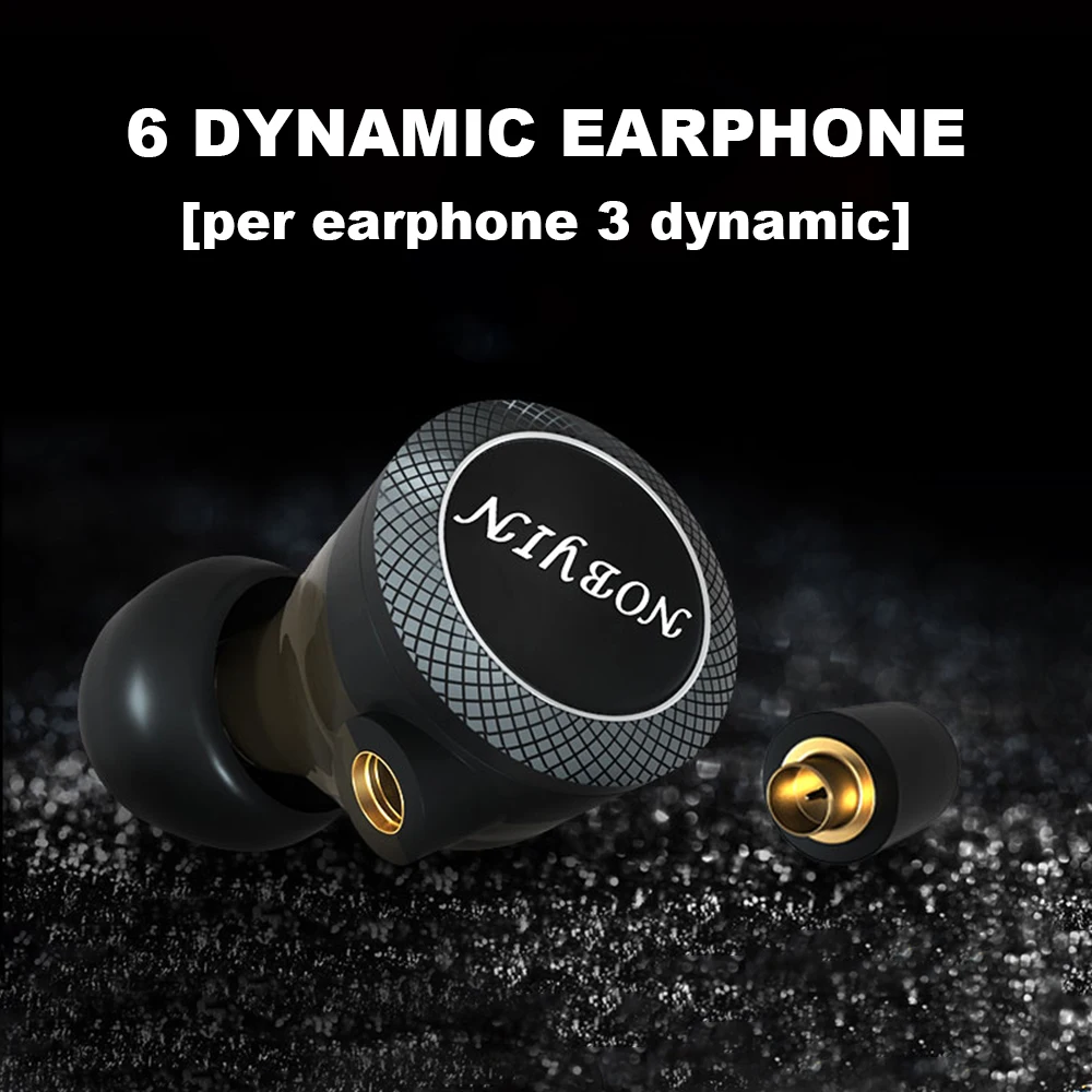 

6 Dynamic HiFi Earphone in-ear Monitor Headphone DIY Wired Earbuds MMCX Detachable Cable Earphones Moving Coil Headphones NOBYIN