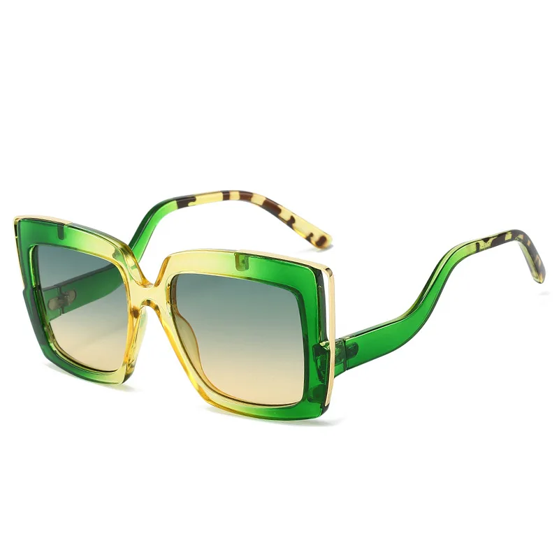 New Square Frame Sunglasses for Women & Men Stylish Oversized Design with Unique Curved Legs and Colorful Accents  Trendy Eyewea