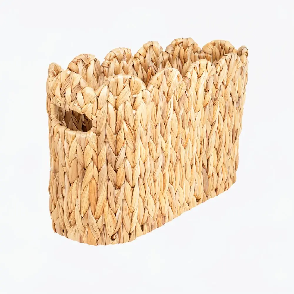 Scallop Shape Seagrass Storage Basket Woven Wicker Organizer For Home Decor Desktop Paper Holder Container