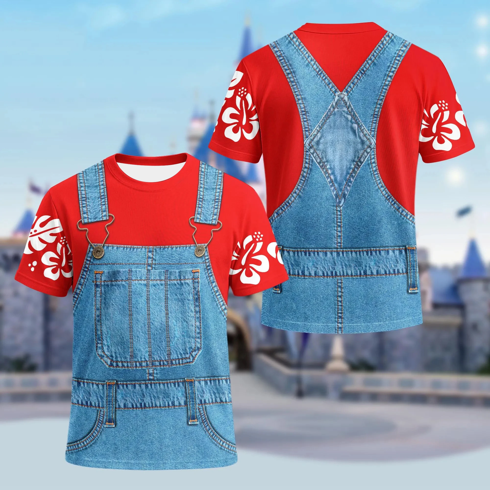 2027 New Blue Alien Character Clothing Kids Boys Girls Adults Family Matching Cartoon Cosplay Casual Outdoor Comfortable Top